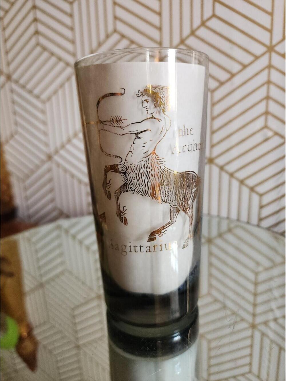 Vintage MidCentury Smoked Glass SAGITTARIUS Zodiac Collins Astrology Tumbler